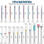Depvko 21pcs Nail Drill Bits Sets, 3/32 Inch Cuticle Electric Nail File and Ceramic Acrylic Gel Nail Bit Kit, Acrylic Nail Art Tools, Carbide Remover Bits for Manicure Pedicure, Home Salon - Image 6