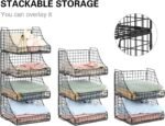 Lyuwanxian 4-Pack Stackable Wire Baskets for Closet Organizers and Storage, Open Storage Bins for Clothes, Toys, and Snacks - Rustic Metal Closet Organizer and Shelves in Black - Image 3