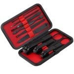 Glamne Manicure Set Nail Clippers Kit Professional Stainless Steel Nail Care Tools with Leather Travel Case 10 in 1 Black - Image 3