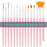 Nail Art Tools Set – 15pcs Pink Nail Art Brushes, 5pcs Dual-Ended Dotting Pens, 10 Nail Stands with 2 Bases, Nail Art Palette, Double-Sided Tape & Adhesive Tabs for DIY Nail Design - Image 3