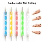 Nail Art Tools Set – 15pcs Pink Nail Art Brushes, 5pcs Dual-Ended Dotting Pens, 10 Nail Stands with 2 Bases, Nail Art Palette, Double-Sided Tape & Adhesive Tabs for DIY Nail Design - Image 4