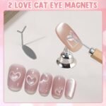 4Pcs Magnetic Tools for Cat Eye Gel Nail Polish, Professional 3 IN 1 Nail Art Tool for Creating Floral, Round, and Square Designs with Magnetic Gel Polish, Includes Y-Bar and 2Pcs Heart Guide - Image 6
