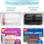 Vtopmart 2 Pack Trash Bag Holder, Stackable Garbage Bag Dispenser for 13/30/33 Gallon Bags, Clear Organizer Bins for Under Kitchen Sink, Laundry Room Organization and Storage - Image 3