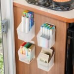 NiHome 4-Pack Plastic Wall Mount Storage Caddy for RV/Camper Storage and Organization, Self Adhesive Cabinet Door Organizer for Bathroom/Kitchen, Camper Must Haves & Small Item Organization - Image 3