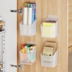 NiHome 4-Pack Plastic Wall Mount Storage Caddy for RV/Camper Storage and Organization, Self Adhesive Cabinet Door Organizer for Bathroom/Kitchen, Camper Must Haves & Small Item Organization - Image 4