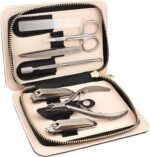 Beauty Power Manicure Pedicure Set 7-in-1 Stainless Steel, Ultra Sharp, Slanted Nail Clipper, Fingernail Clipper, Cuticle Nipper, Glass Nail File, Eyebrow Tweezers, Scissors, Case - Gift Idea - Gray - Image 2