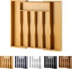 Expandable Bamboo Kitchen Drawer Organizer for Cutlery and Utensils, Adjustable Bamboo Wood Cutlery Tray in Drawer for Flatware and Silverware in Kitchen, (Natural) - Image 2