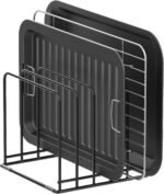 KORRTFID Kitchen Cabinet Organizer, Steel Cookware Holder, Divided Holder with 5 Slots for Skillets Baking Tray and Chopping Board Rack - Baking Pan Holder Storage (1 PC) - Image 2