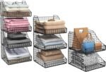 Lyuwanxian 4-Pack Stackable Wire Baskets for Closet Organizers and Storage, Open Storage Bins for Clothes, Toys, and Snacks - Rustic Metal Closet Organizer and Shelves in Black - Image 2