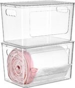 Vtopmart 2 Pack Trash Bag Holder, Stackable Garbage Bag Dispenser for 13/30/33 Gallon Bags, Clear Organizer Bins for Under Kitchen Sink, Laundry Room Organization and Storage - Image 2