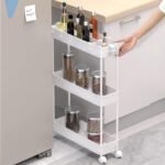 SPACELEAD Slim Storage Cart 3 Tier,Bathroom Organizer Rolling Utility, Mobile Shelving Unit Slide Out for Office, Kitchen, Laundry Room & Narrow Places,White - Image 3