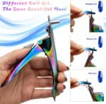 Acrylic Nail Cutter with Magnet Sizer & Length Measurement,Adjustable Stainless Nail Trimmer for Salon Home Nail Art, Professional Nail Clippers for Precise Manicures (Rainbow) - Image 4