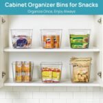 Vtopmart 6 Pack Clear Storage Bins, Pantry Cabinet Organizer Bins with Handle for Pantry Organizer and Storage, Plastic Bins for Fridge, Cabinet, Kitchen, Countertops, Cupboard, Freezer, Medium - Image 4
