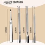 Cuticle Pusher Tools - Professional Nail Cuticle Pusher Cuticle Remover Cuticle Trimmer Ingrown Toenail Lifter Nail Cleaner Dual Sided Stainless Steel Manicure Pedicure Women 4 Pack Set Krisp Beauty - Image 3