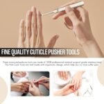 Cuticle Pusher Tools - Professional Nail Cuticle Pusher Cuticle Remover Cuticle Trimmer Ingrown Toenail Lifter Nail Cleaner Dual Sided Stainless Steel Manicure Pedicure Women 4 Pack Set Krisp Beauty - Image 5