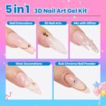 Beetles 3D Gel Nail Art Kit-1oz Clear Solid Builder Nail Gel,5 in 1 Non-Sticky Hand Sculpting Building 3D Nails with Sculpting Pen for Beginner DIY UV Nails Salon at Home,Crystal Orb Gifts for Women - Image 3