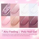 Modelones Poly Nail Gel Kit 8 Rosy Pink Colors with 48W U V/LED Lamp Poly Extension Gel Complete Nail Art Tools Professional Starter Manicure Kit Supplies Rhinestone Glitters Beauty Gift DIY at Home - Image 5