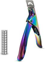Acrylic Nail Cutter with Magnet Sizer & Length Measurement,Adjustable Stainless Nail Trimmer for Salon Home Nail Art, Professional Nail Clippers for Precise Manicures (Rainbow) - Image 2