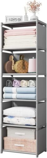 RIIPOO Storage Organizer Shelves for Bedroom Closet 5-Cube, Space-Saving 6-Layer Bookshelf | Compact Bookcase Unit Ideal for Small Spaces - Image 2