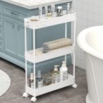 SPACELEAD Slim Storage Cart 3 Tier,Bathroom Organizer Rolling Utility, Mobile Shelving Unit Slide Out for Office, Kitchen, Laundry Room & Narrow Places,White - Image 2