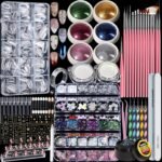 Teenitor Acrylic Nail Kit With Chrome Powder, Almond Tips, Art Brushes, Charms, 3D Gel, Tools, Stand - Beginner Set - Image 2