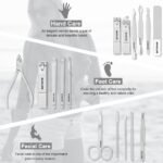 Manicure Set Professional Nail Clippers Pedicure Kit, 16 pcs Stainless Steel Nail Care Tools Grooming Kit with Luxurious Travel Leather Case for Thick Nails Men Women Gift (White) - Image 3