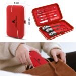 Manicure Set, Travel Mini Nail Clippers Kit Pedicure Care Tools, 10pcs Stainless Steel Grooming kit (Red) - Image 4