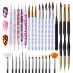 Artdone 31pcs Nail Art Brushes Tools Set Dotting Tools for Gel Polish | Dust Brush,Striping Brushes for Long Lines, Drawing Pen Design supply - Image 3