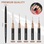 Artdone Metallic Nail Art Pens, Liner Brushes Set, 5PCS Black Nail Tools | For Long Lines, Thin Details, Fine Drawing, Liner Brush UV Gel Polish Painting Nail Design Sizes 5/8/12/20/25mm - Image 3