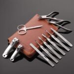 Stainless Steel Manicure Set 11-in-1 Professional Nail Clipper Kit | Portable Leather Travel Case, Pedicure & Grooming Tools for Fingernails & Toenails, Luxury Gifts Set for Men & Women, Brown - Image 5