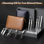 Stainless Steel Manicure Set 11-in-1 Professional Nail Clipper Kit | Portable Leather Travel Case, Pedicure & Grooming Tools for Fingernails & Toenails, Luxury Gifts Set for Men & Women, Brown - Image 8