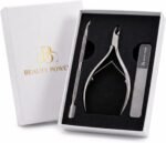 Beauty Power Cuticle Trimmer with Cuticle Pusher & Nano Nail File - Cuticle Nipper Cuticle Remover - Professional Stainless Steel Clippers Pedicure Manicure Tools for Fingernails - Gift Idea - Image 2