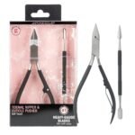 JAPONESQUE Soft Touch Toenail Clipper & Cuticle Pusher Manicure Set for Salon Quality Results, Anti-Slip Grip, Stainless Steel - Image 2