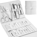 Manicure Set Professional Nail Clippers Pedicure Kit, 16 pcs Stainless Steel Nail Care Tools Grooming Kit with Luxurious Travel Leather Case for Thick Nails Men Women Gift (White) - Image 2