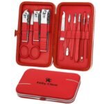 Manicure Set, Travel Mini Nail Clippers Kit Pedicure Care Tools, 10pcs Stainless Steel Grooming kit (Red) - Image 2